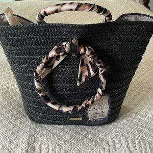 Sun and Sand black straw bag.  NWT